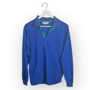 L.L.Bean Vintage Made in USA Men's Fleece Blue Polo 1/4 Snap Pullover M-326 Sz S